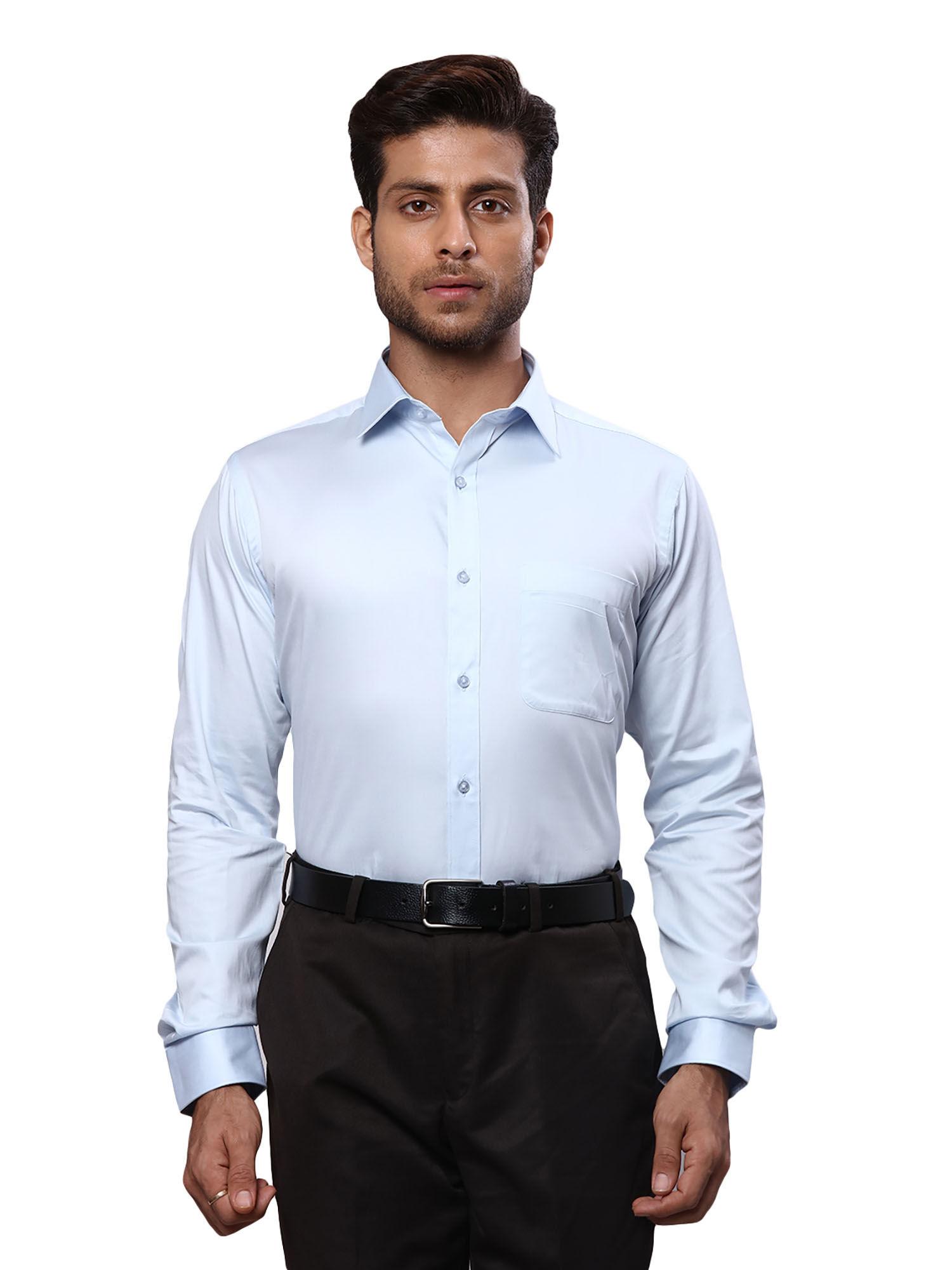 blue slim fit solid shirt