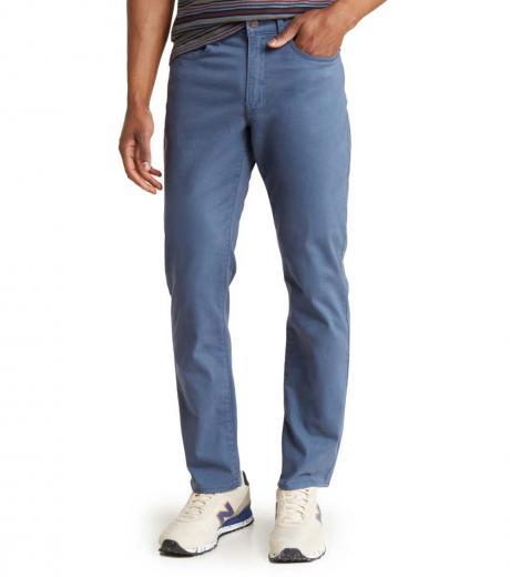 blue slim straight leg pants