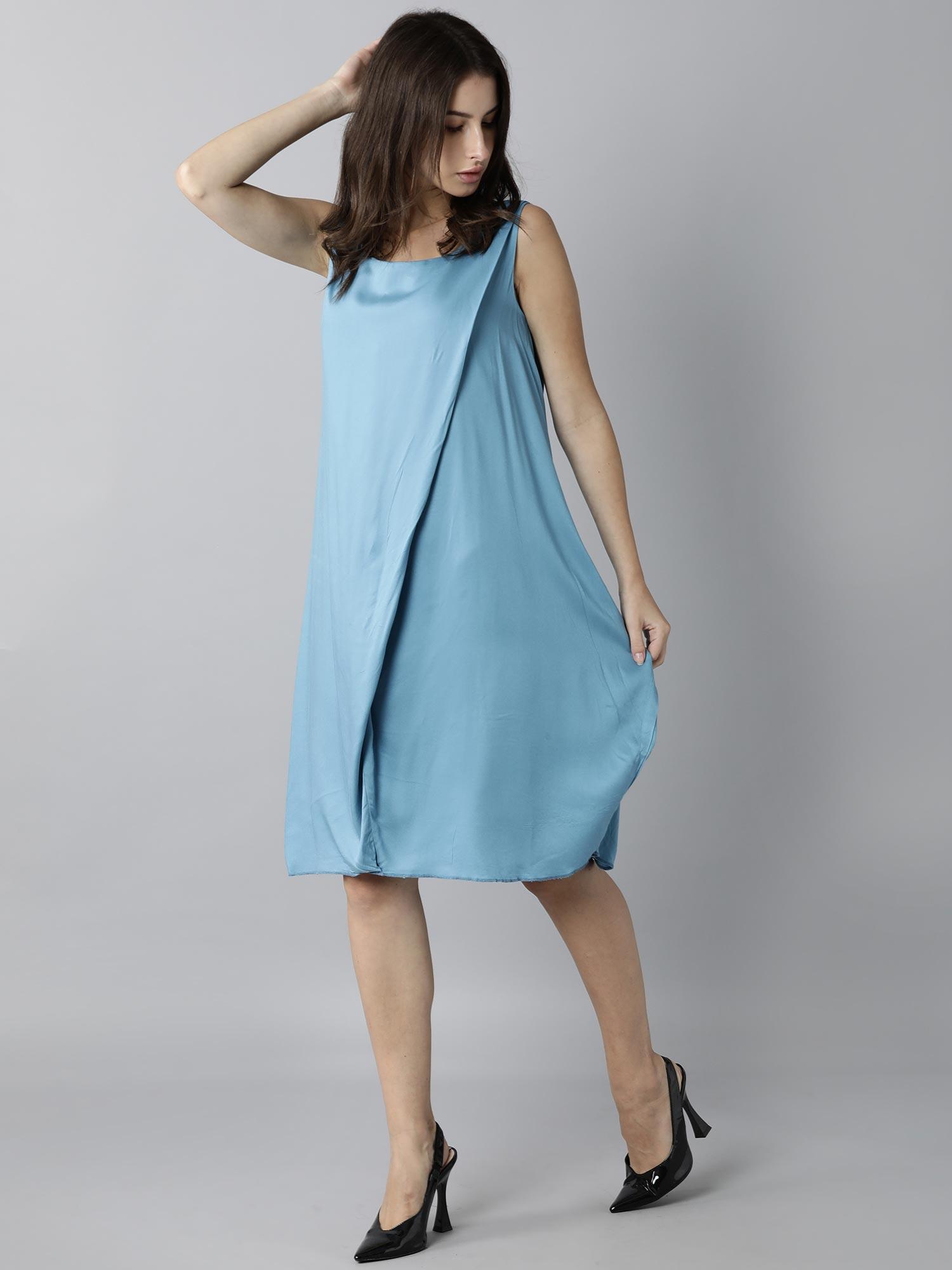 blue solid/plain dresses