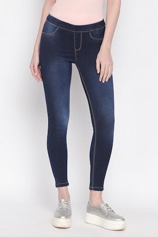 blue solid ankle-length casual women regular fit jeans