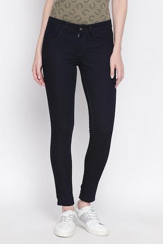 blue solid ankle-length casual women regular fit jeans