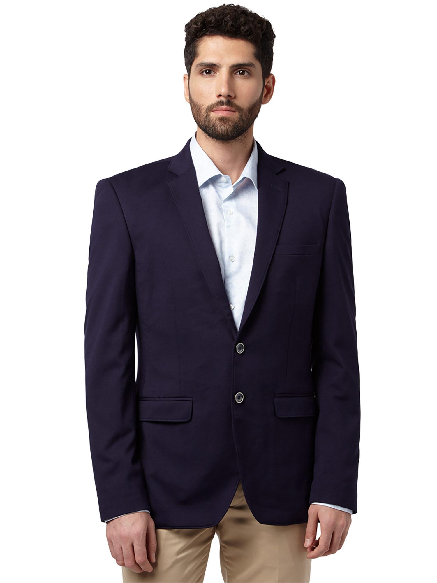 blue solid blazer with trouser (set of 2)