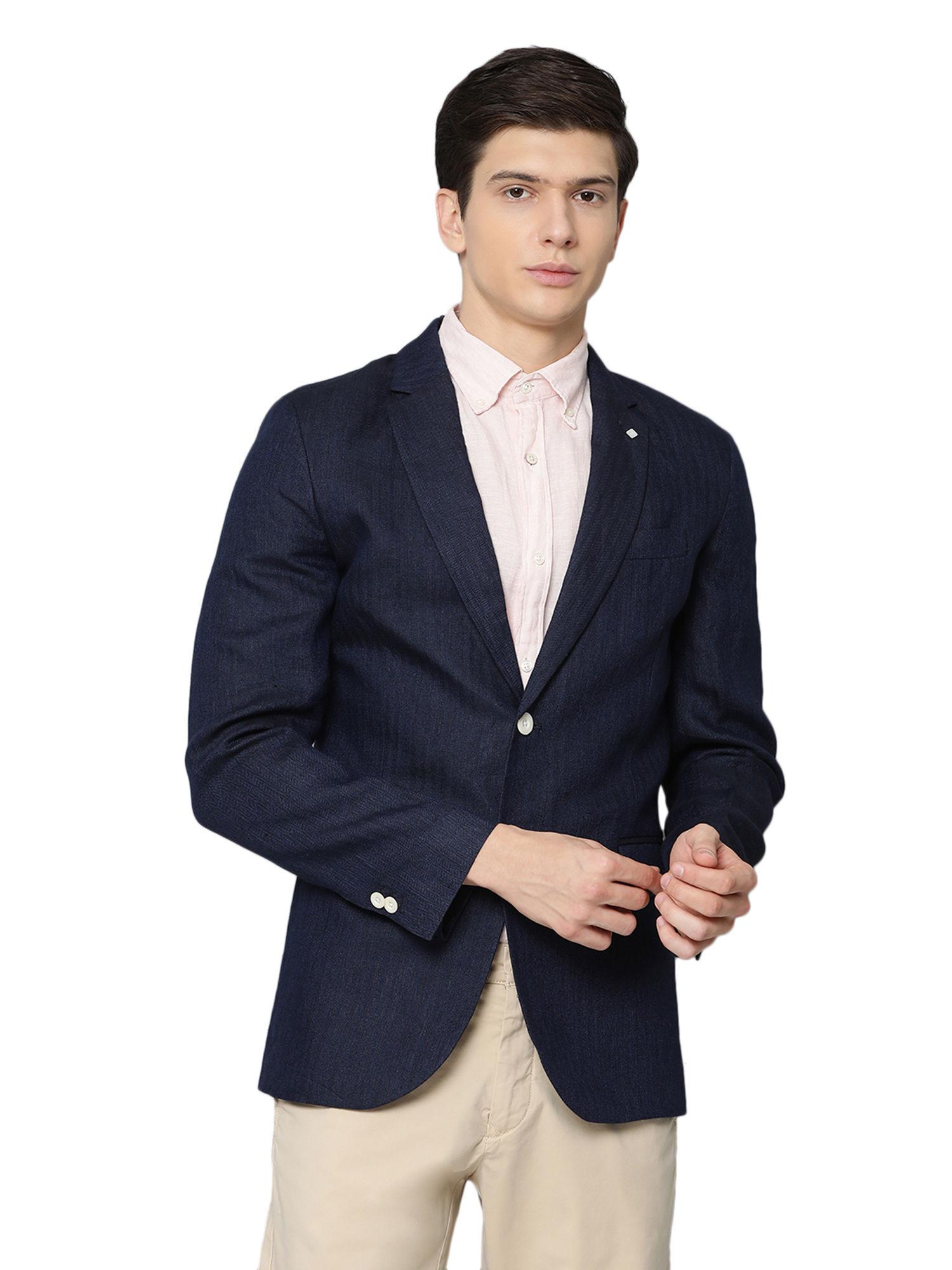 blue solid blazer