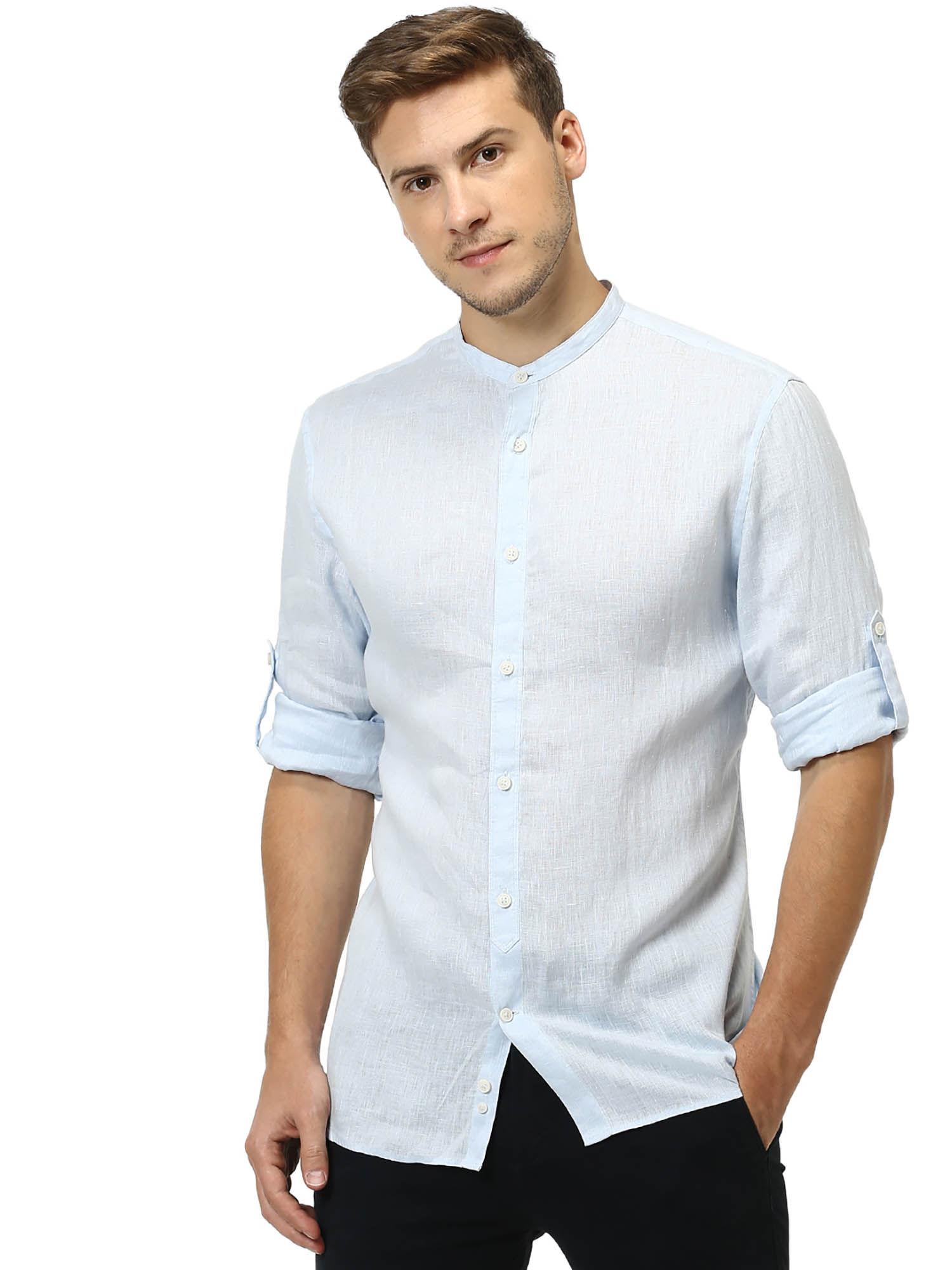 blue solid casual shirt