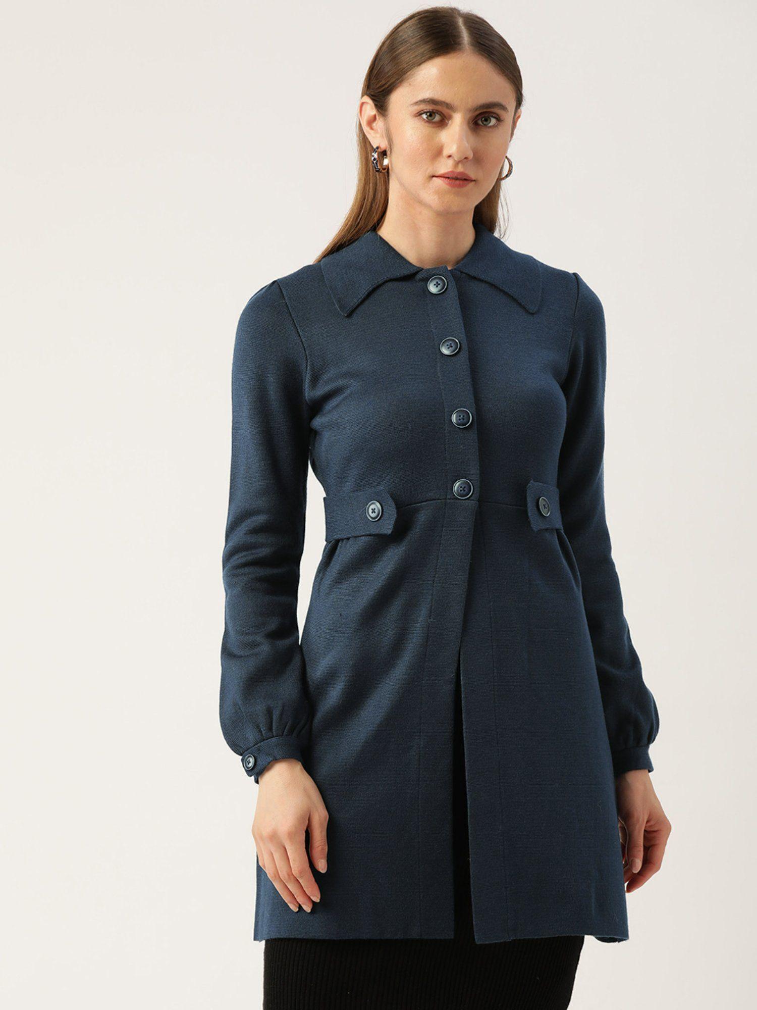 blue solid coat