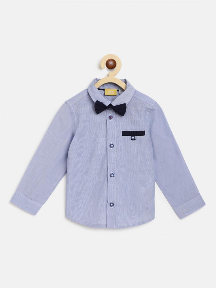blue solid collar shirt
