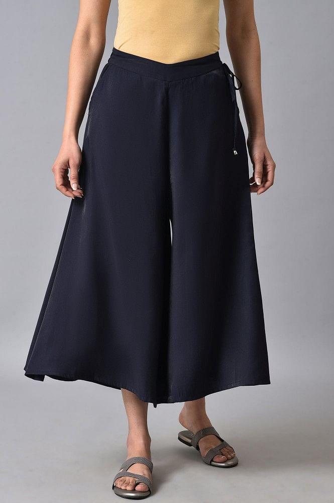 blue solid culottes