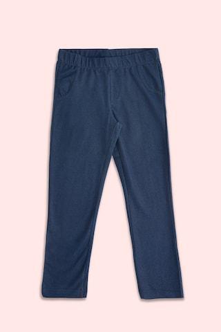 blue solid full length casual girls regular fit track pants