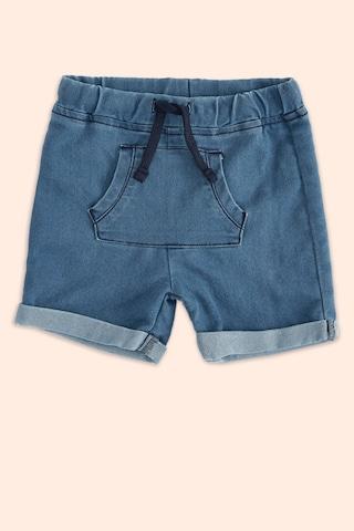 blue solid knee length casual baby regular fit shorts