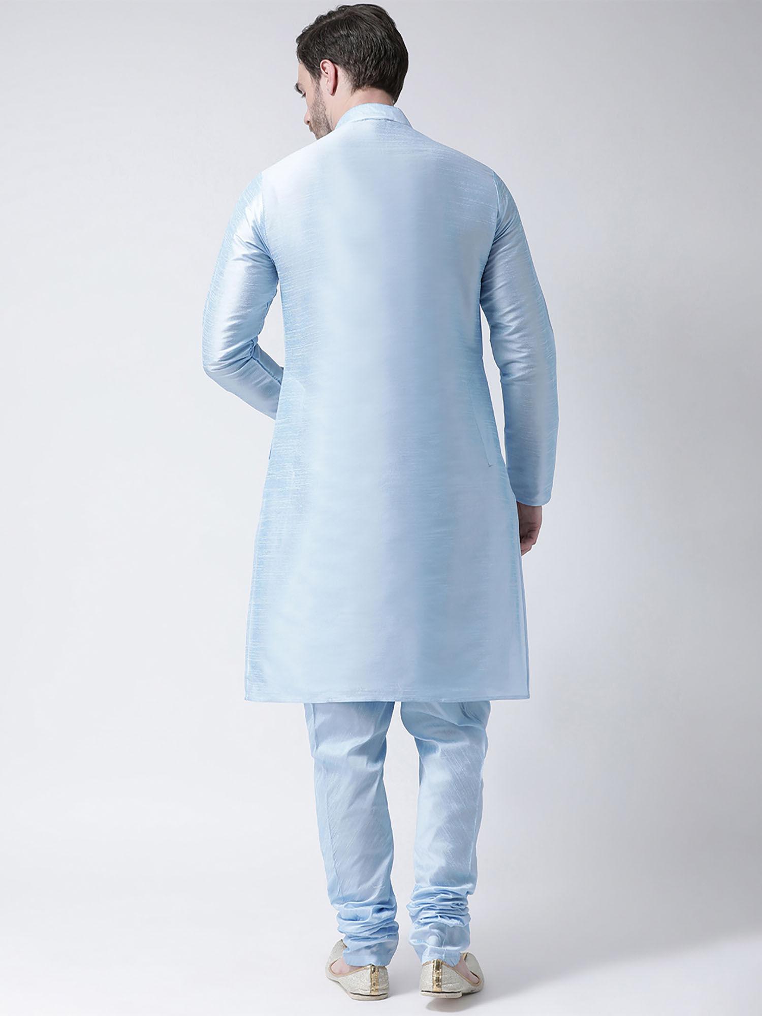 blue solid kurta (set of 2)