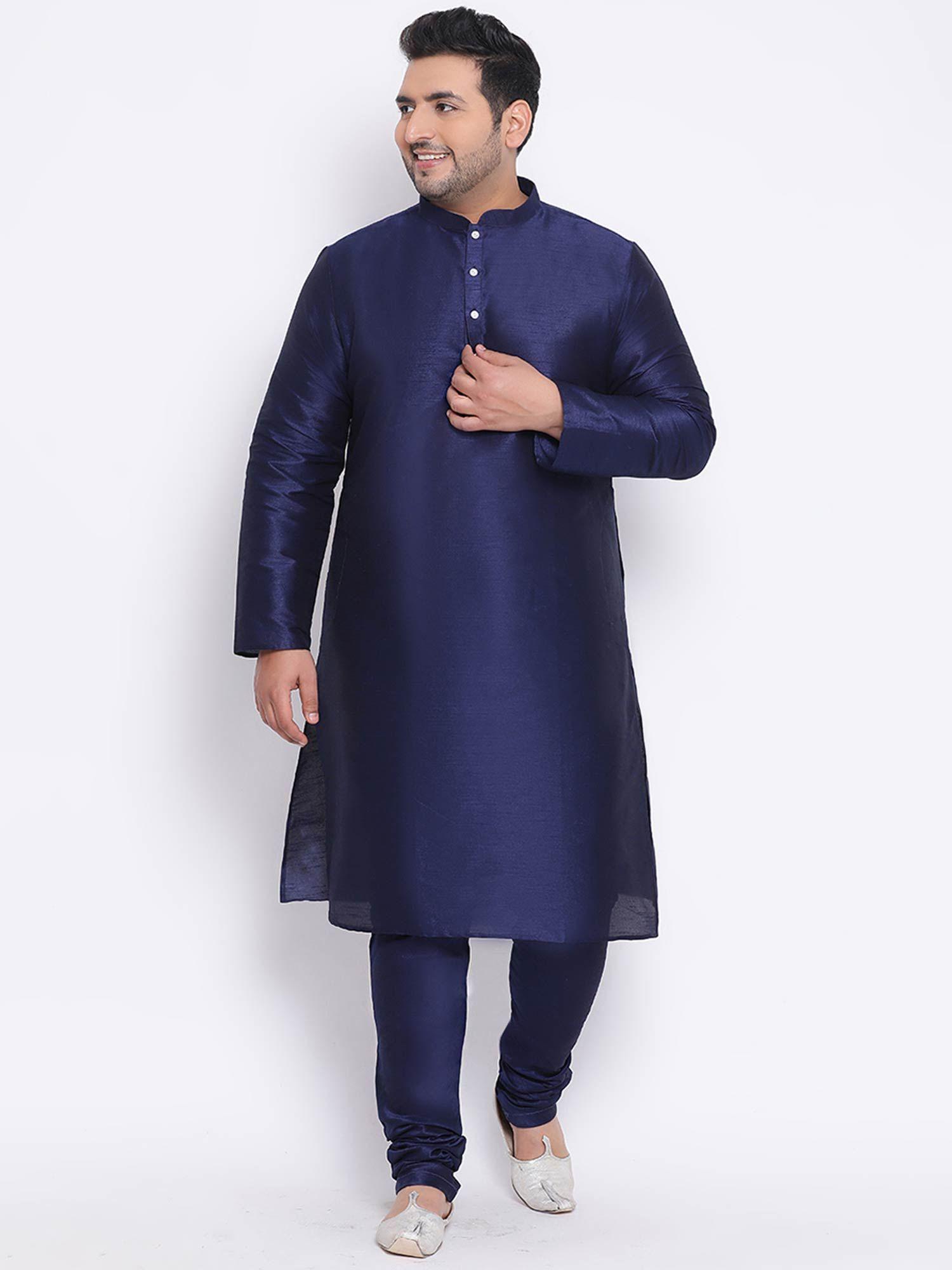 blue solid kurta and churidar (set of 2)