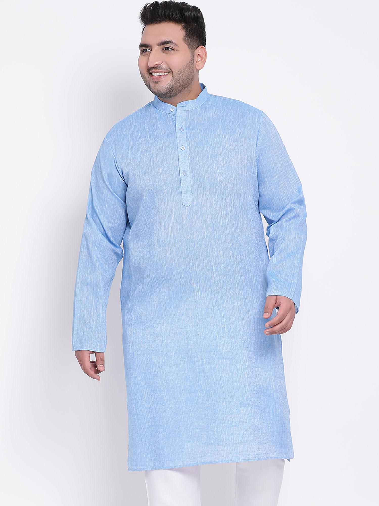 blue solid kurta