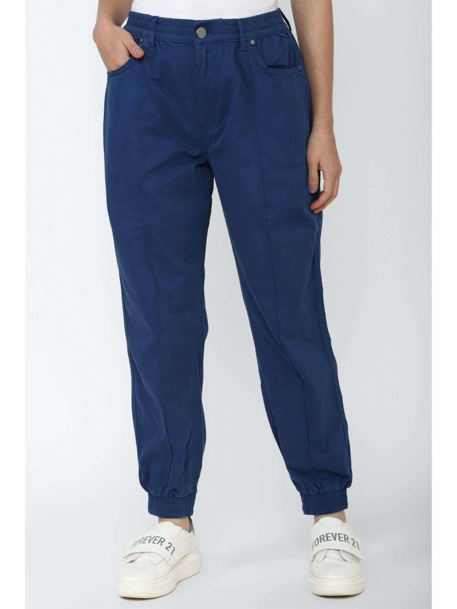 blue solid pants