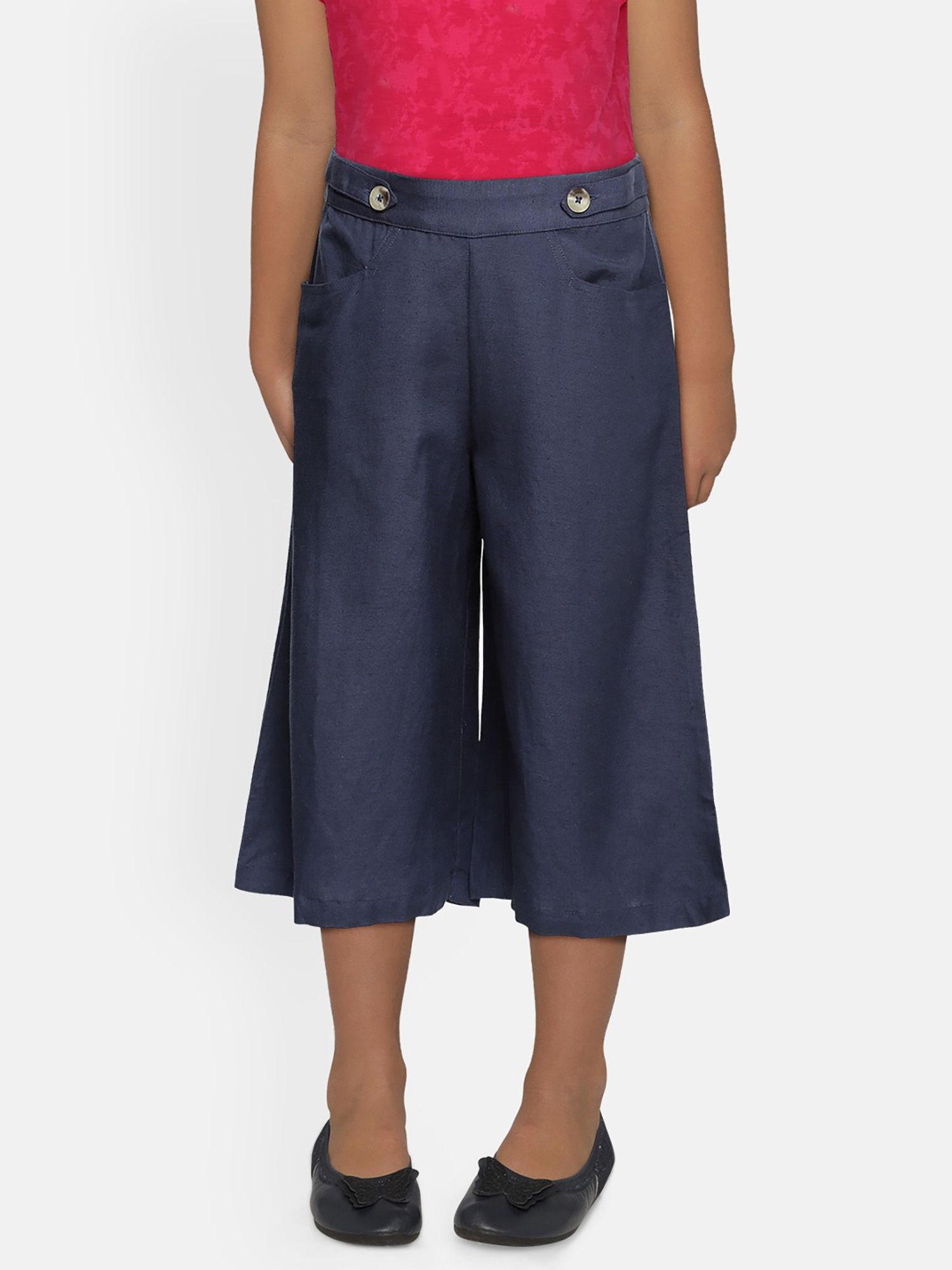 blue solid-plain ethnic bottoms