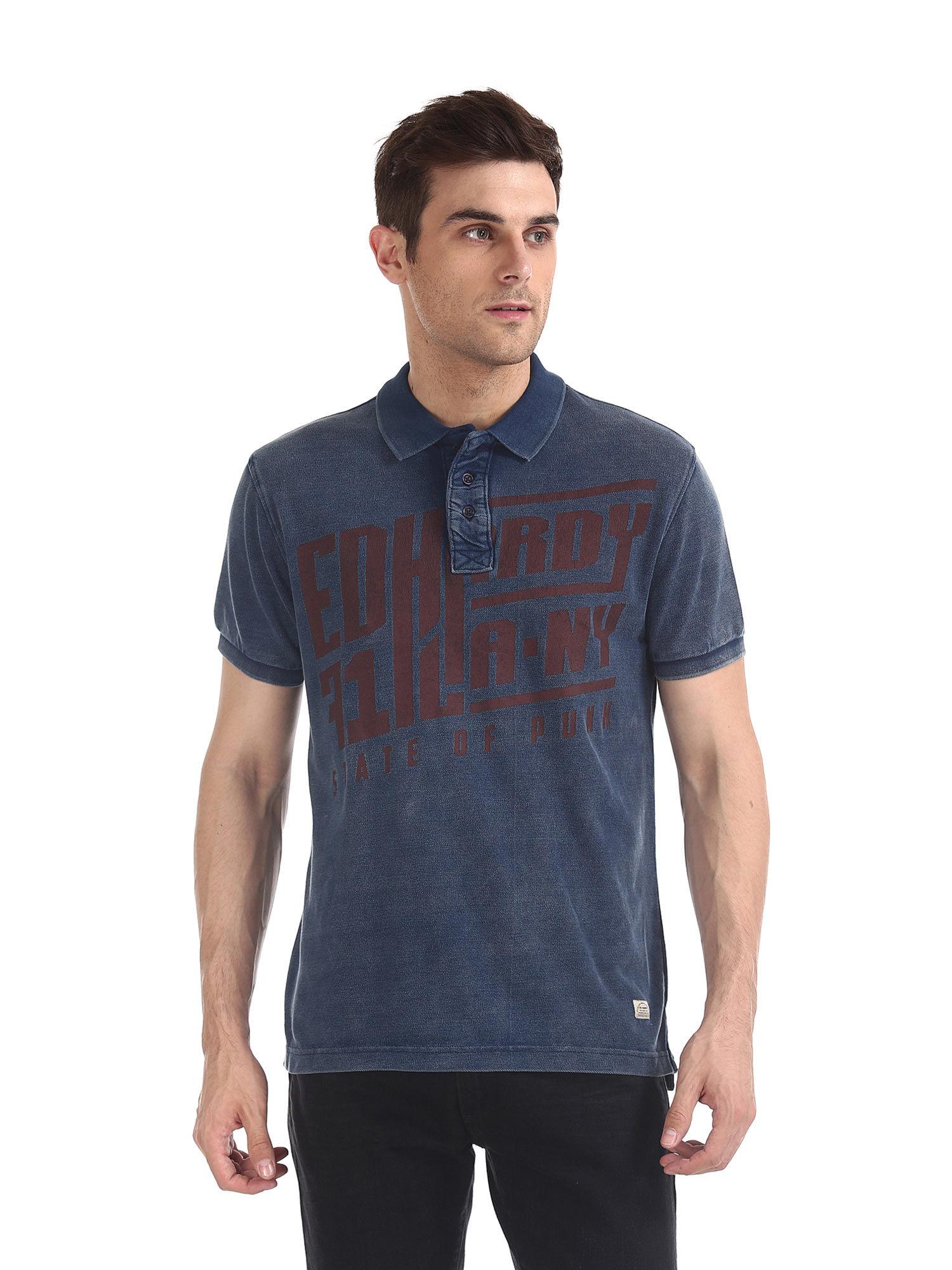 blue solid polo t-shirt