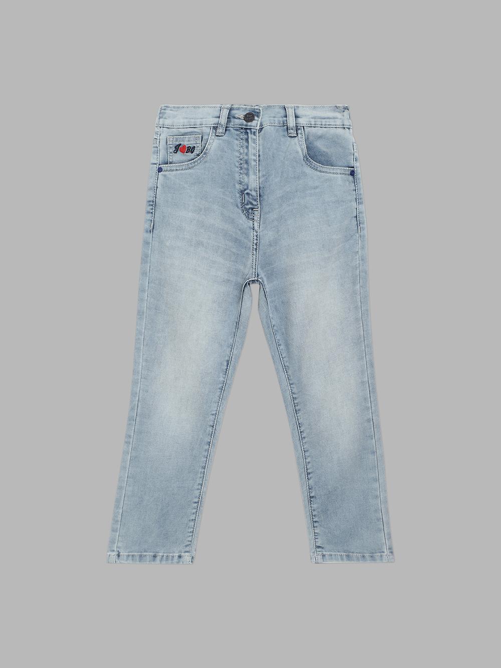 blue solid regular fit jeans