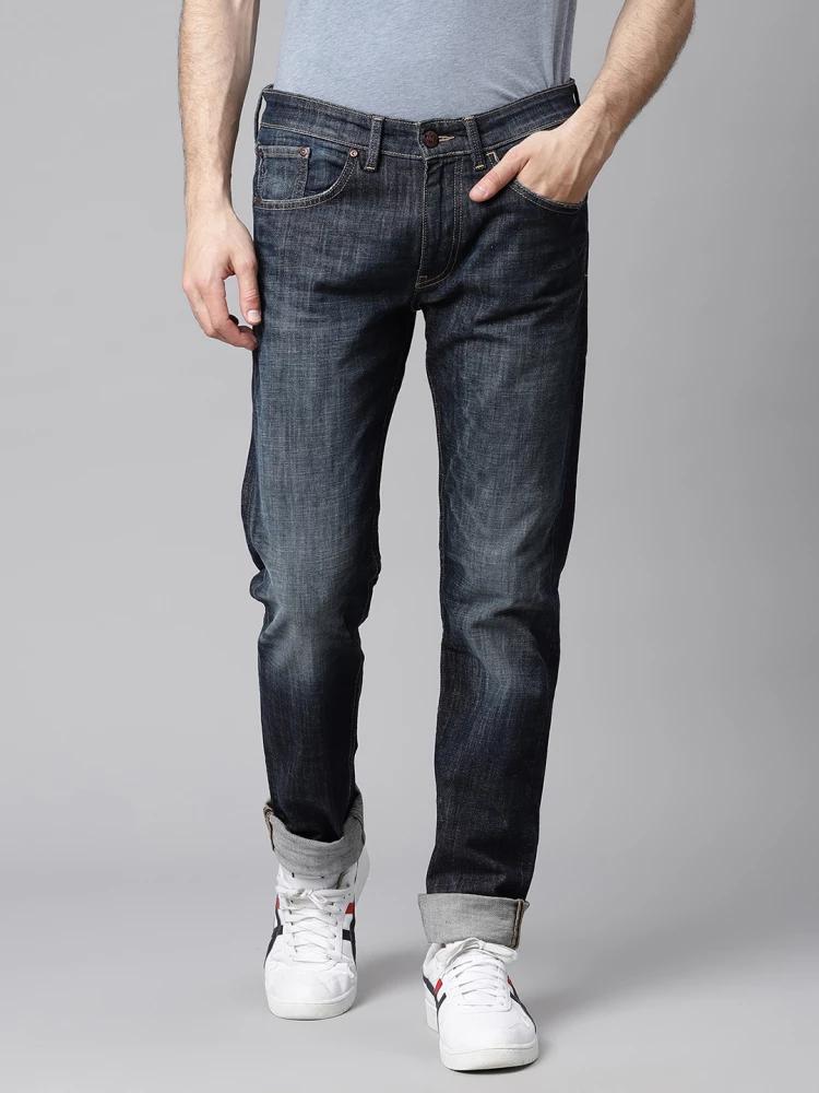 blue solid regular fit jeans