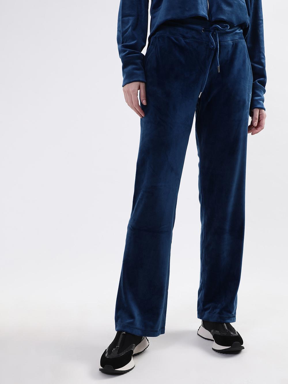 blue solid regular fit sweatpant