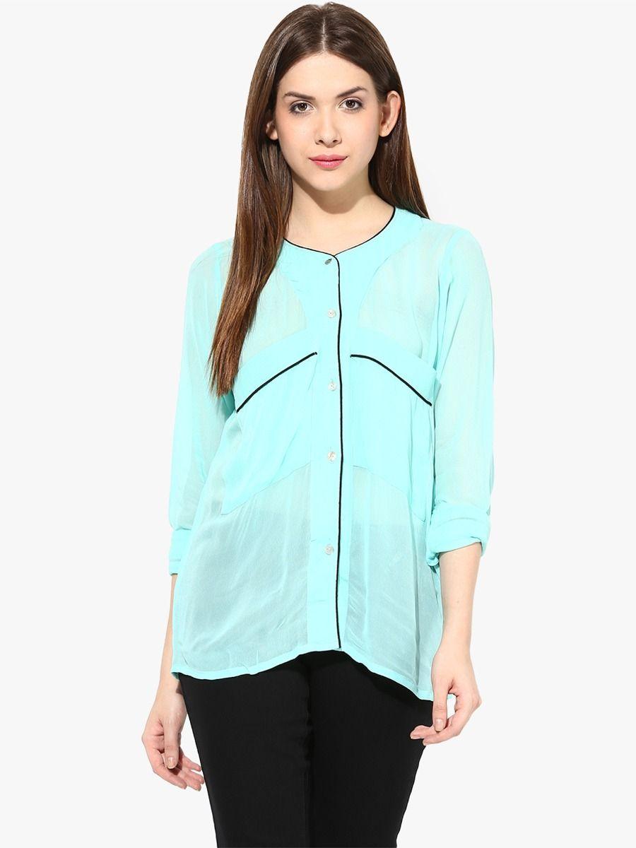 blue solid shirt