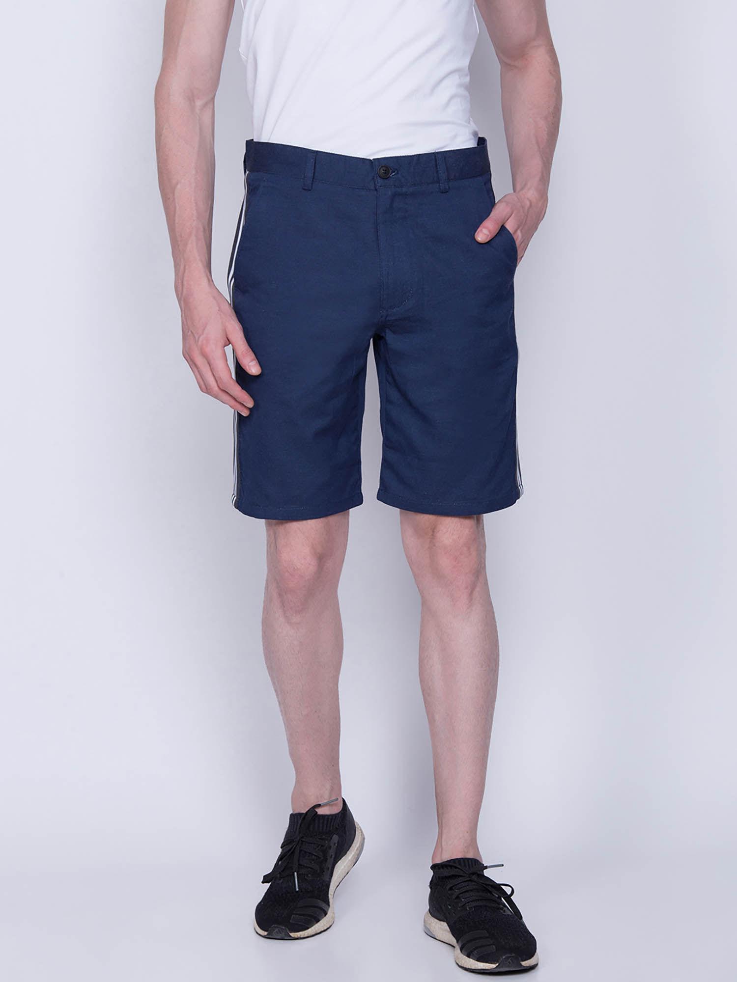 blue solid shorts