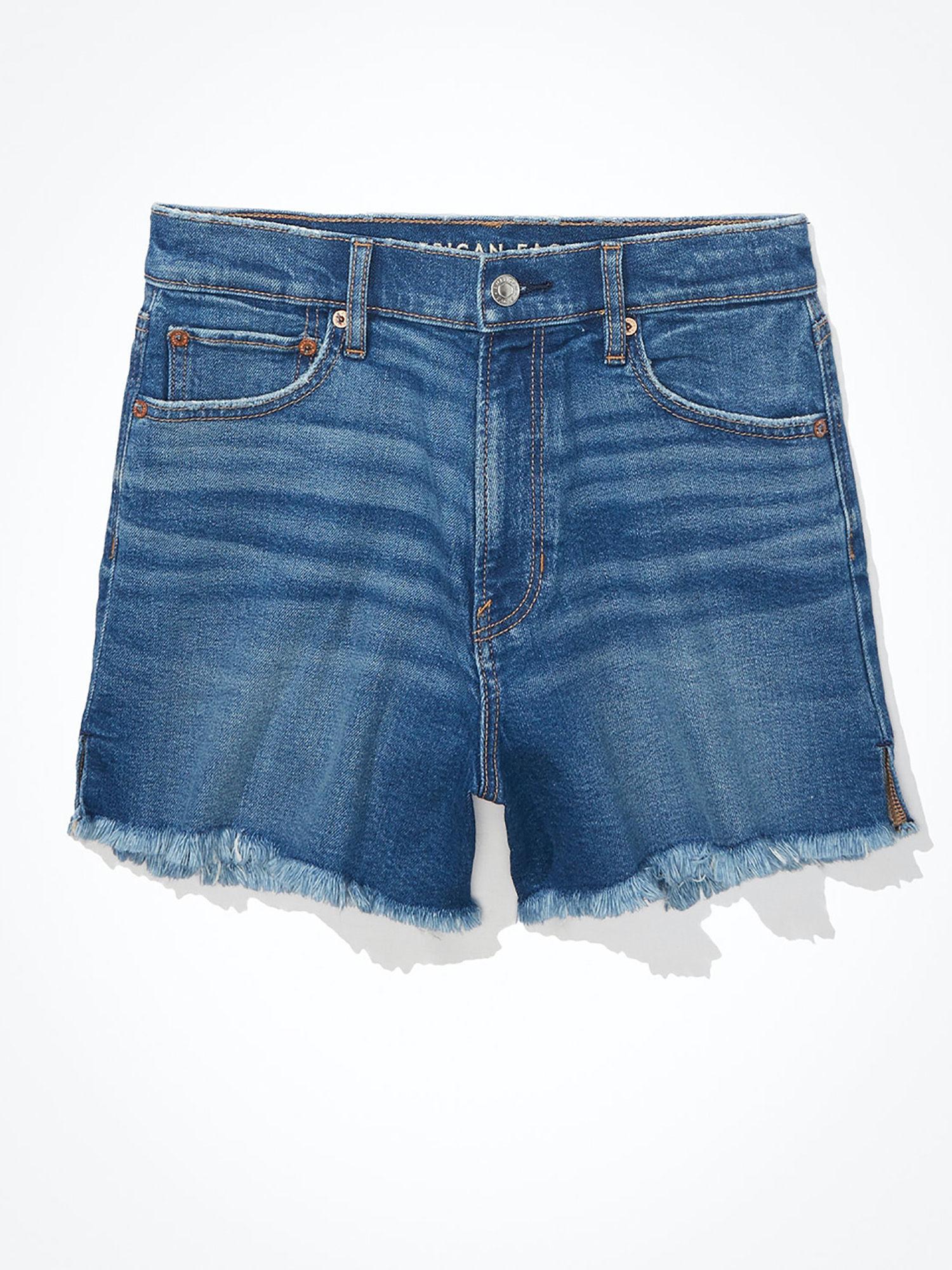 blue solid shorts