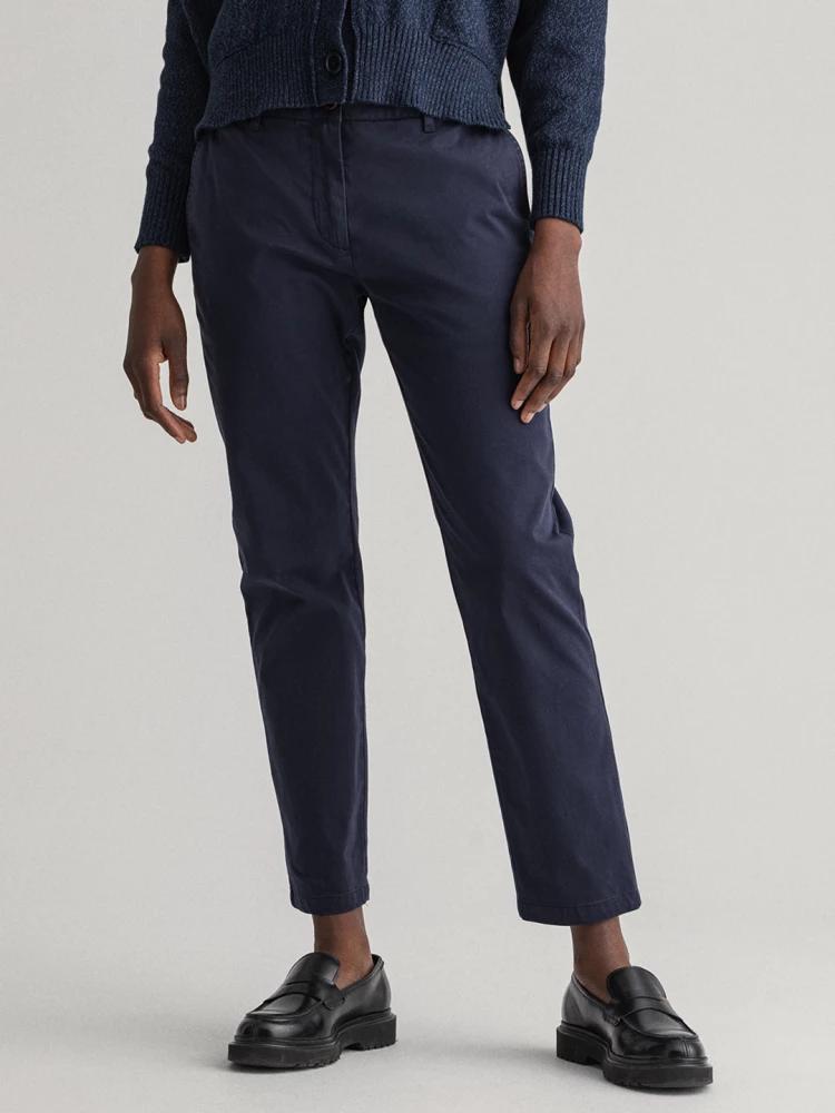 blue solid slim fit trouser