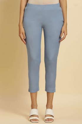 blue solid slim pants - blue