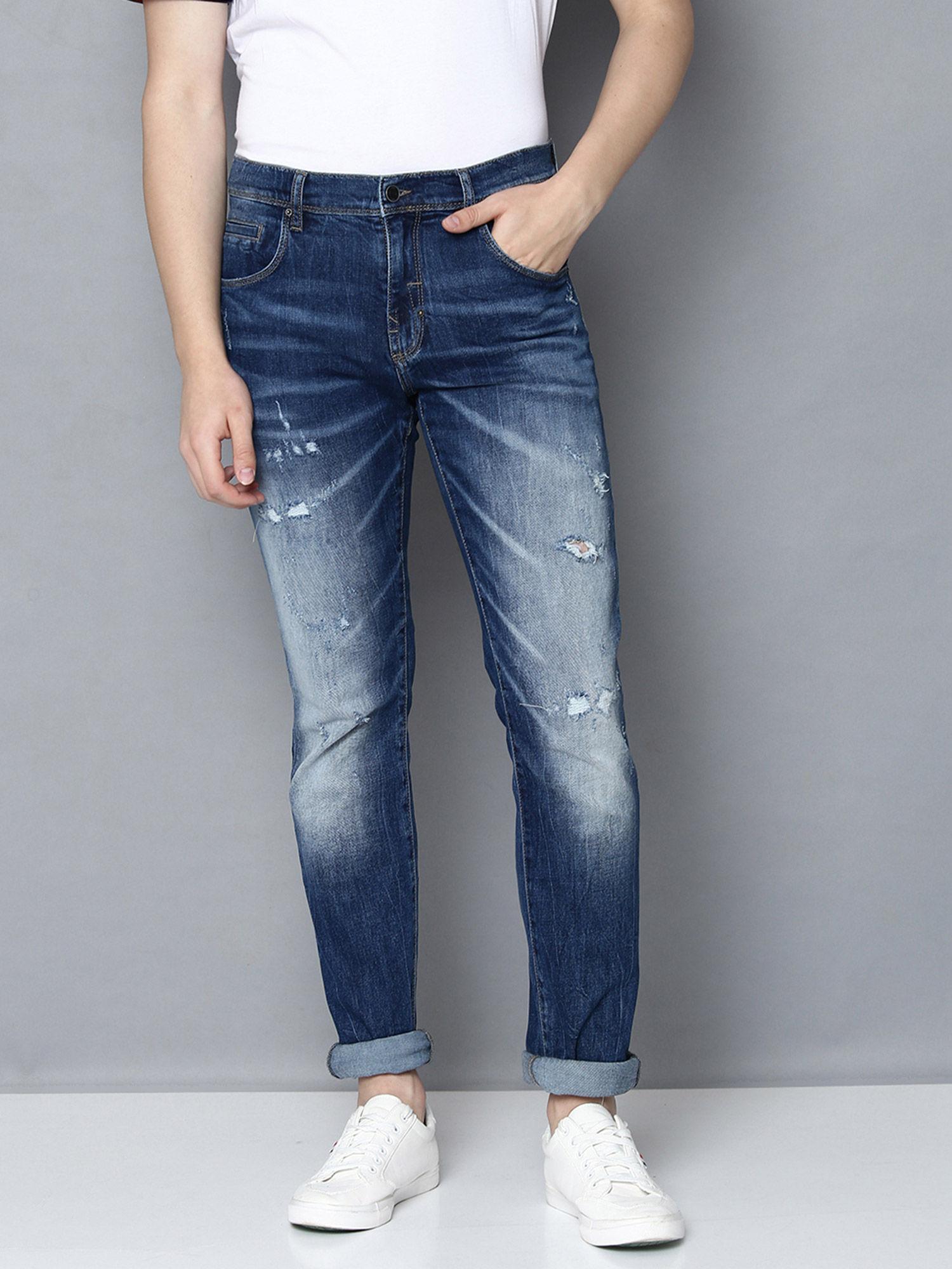 blue solid super skinny fit jeans