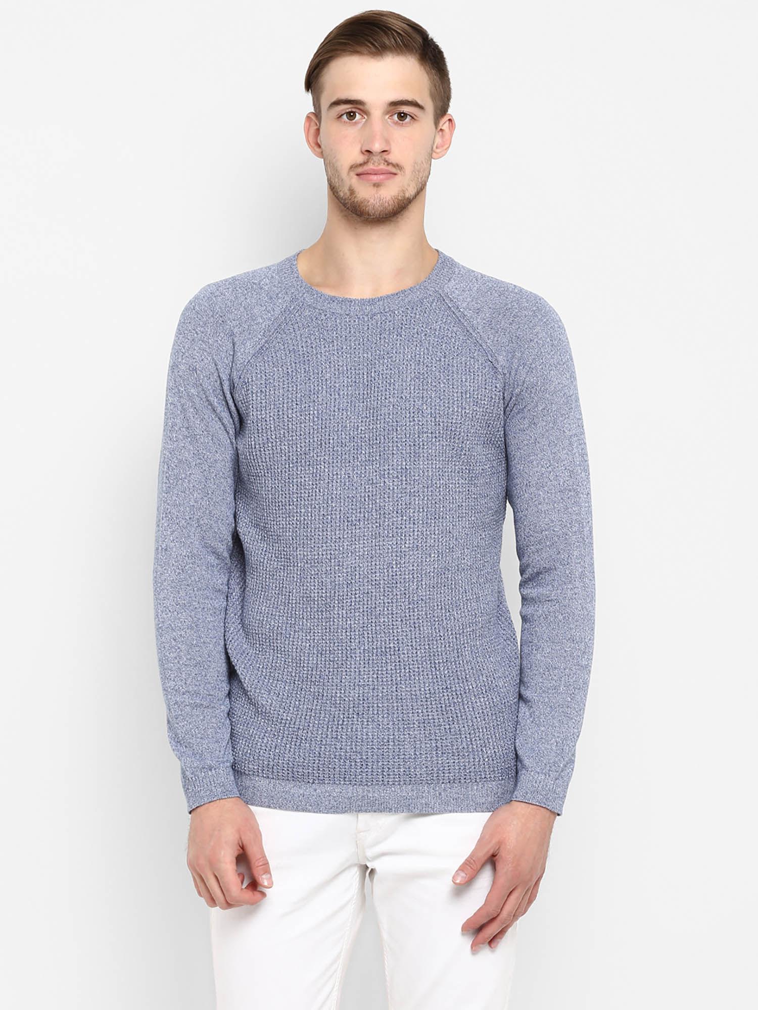 blue solid sweater