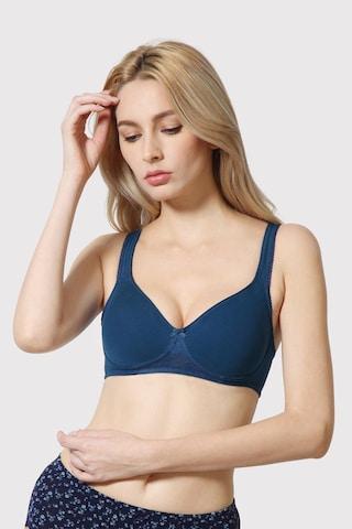 blue solid women regular fit bra