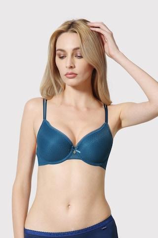 blue solid women regular fit bra