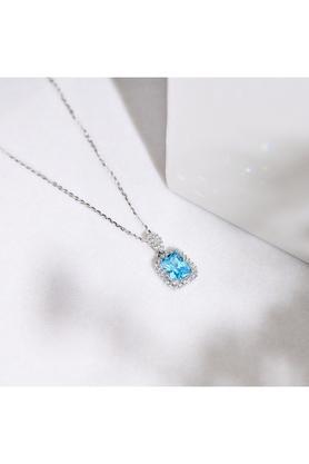 blue solitaire 925 sterling silver necklace