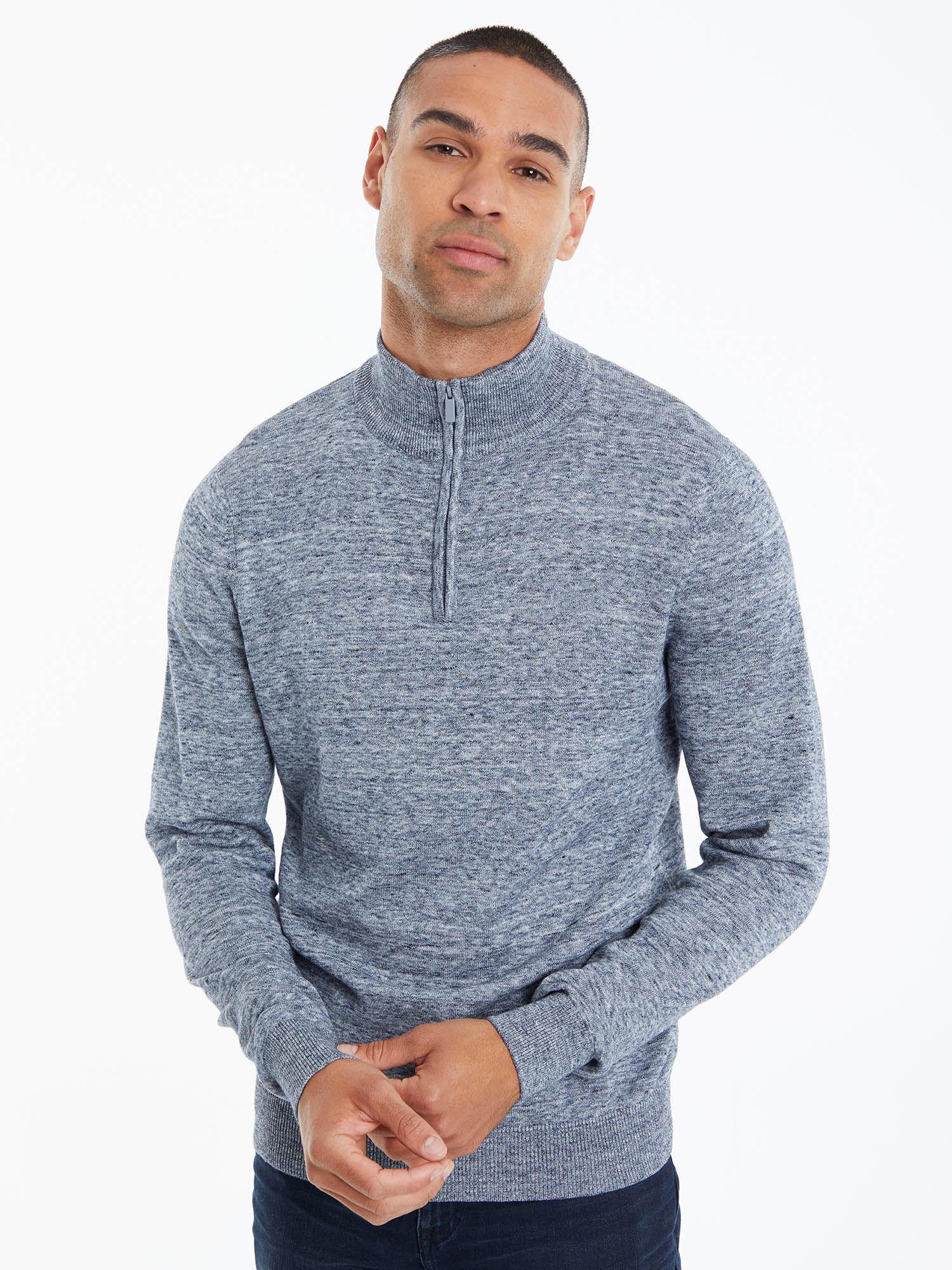 blue space dye quarter zip jumper