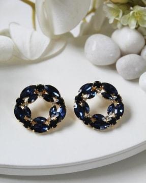 blue stone-studded earrings
