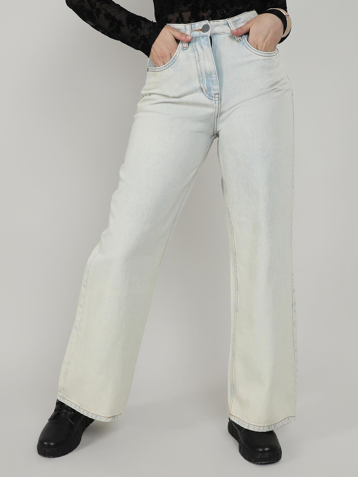 blue straight fit denim jeans