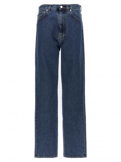 blue straight leg jeans