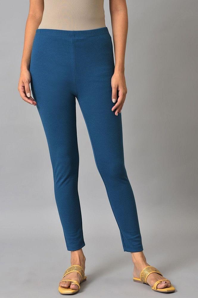 blue stretchable interlock women tights