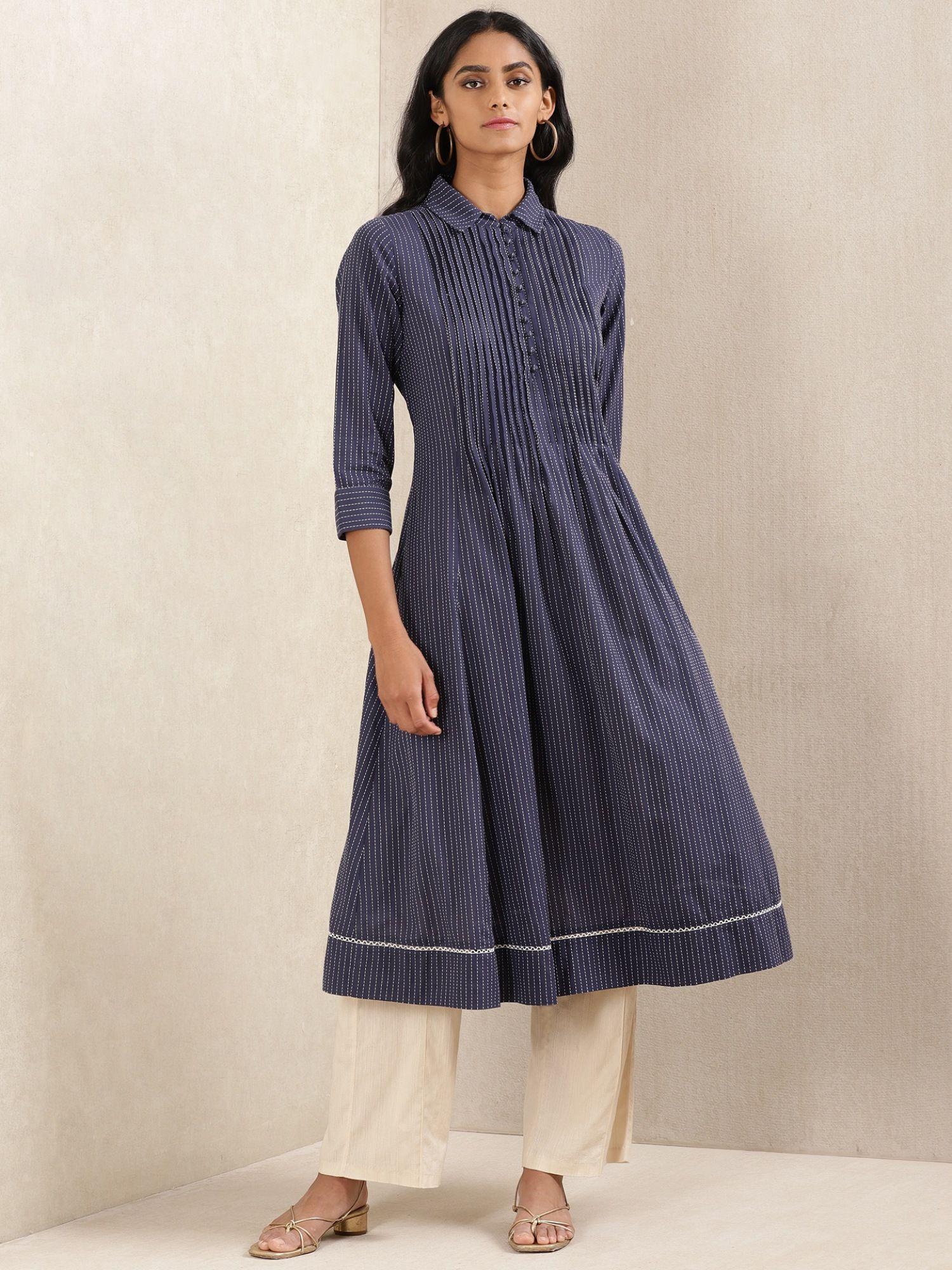 blue stripe cotton kurta