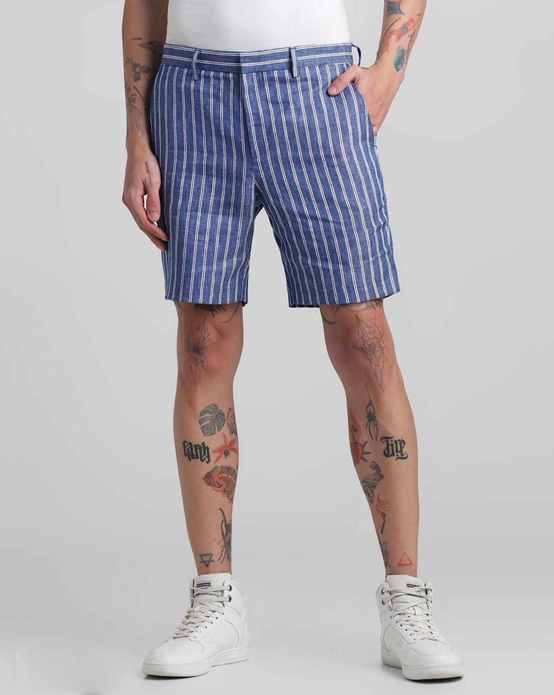 blue striped co-ord set shorts