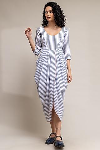 blue striped dress