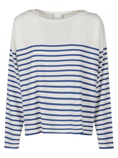 blue striped pattern pullover