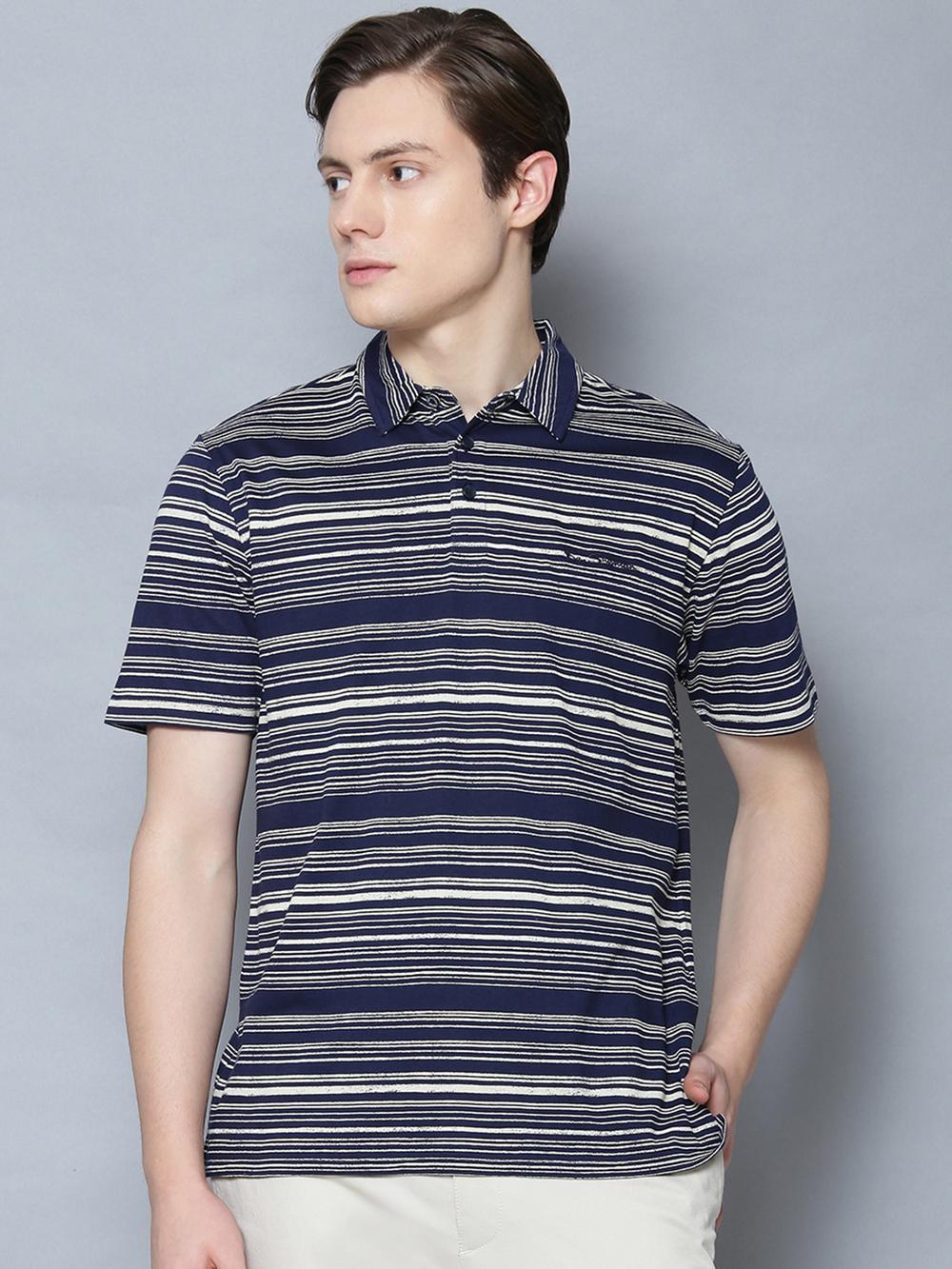 blue striped polo t-shirt