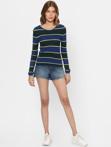 blue striped pullover