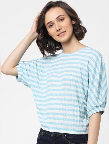 blue striped top