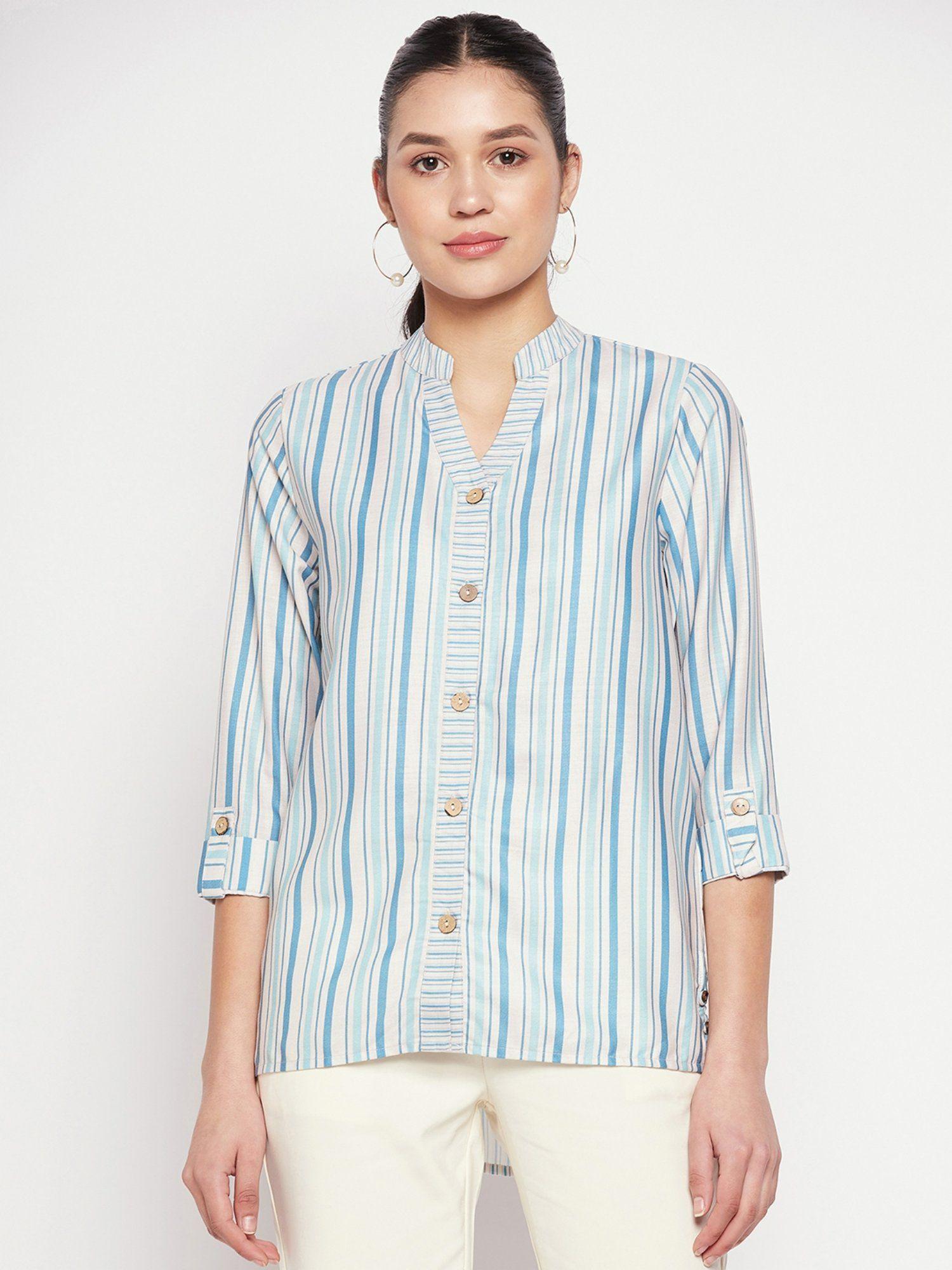 blue stripes shirt