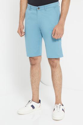 blue summer comfort fit cotton stretch shorts - blue