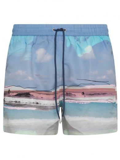 blue surfboard swim shorts