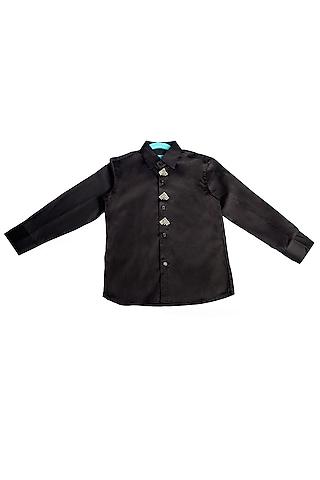 blue swarovski motif shirt for boys