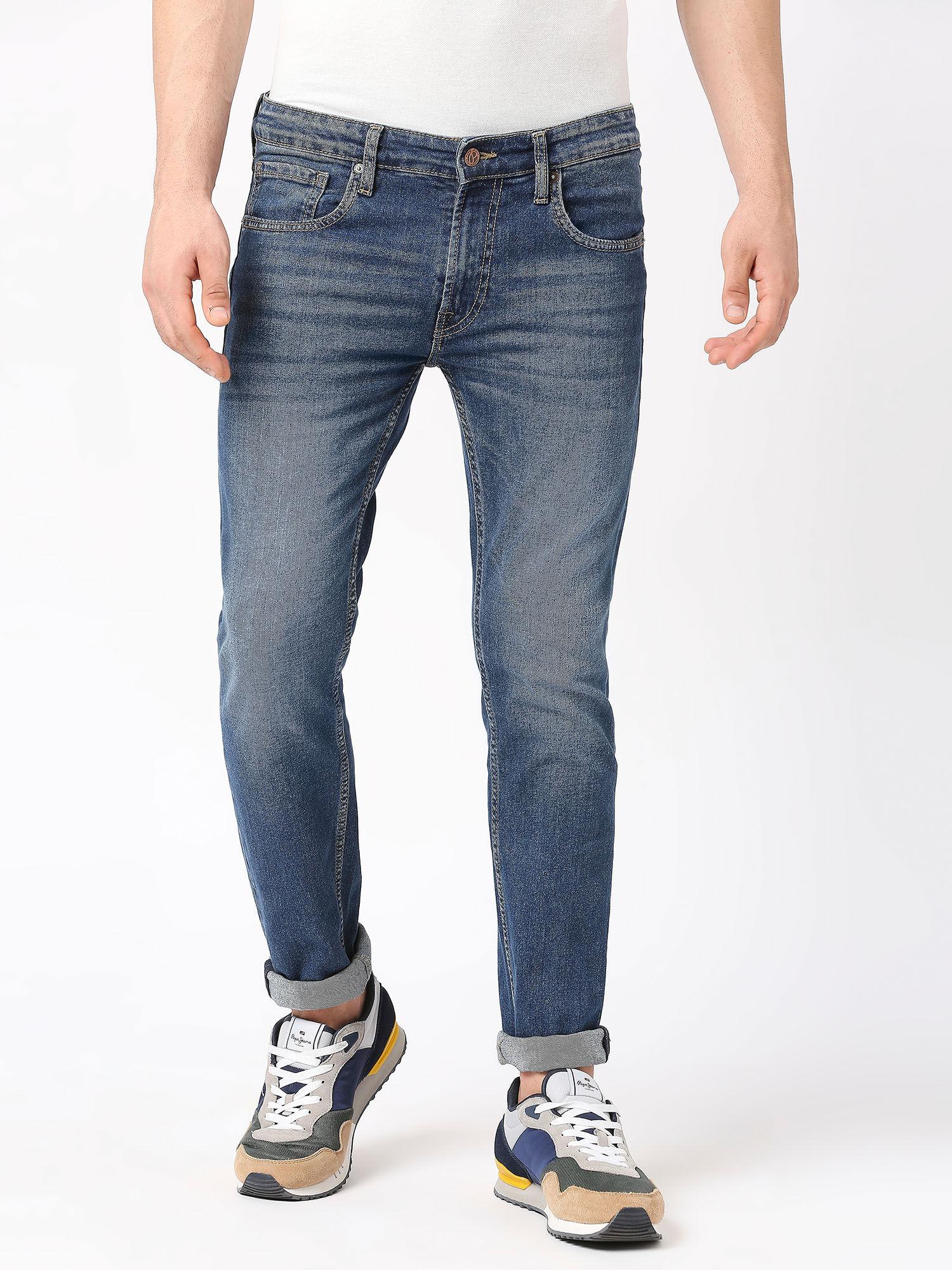 blue tapered vapour tapered fit low waist jeans