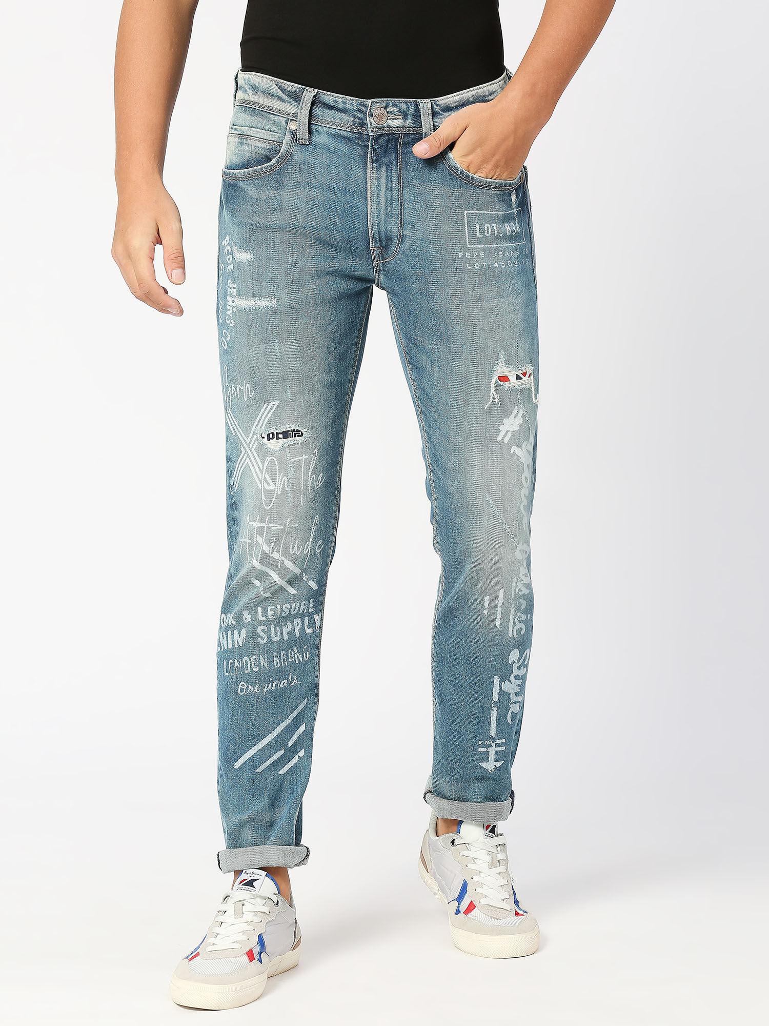 blue tapered vapour tapered fit low waist jeans